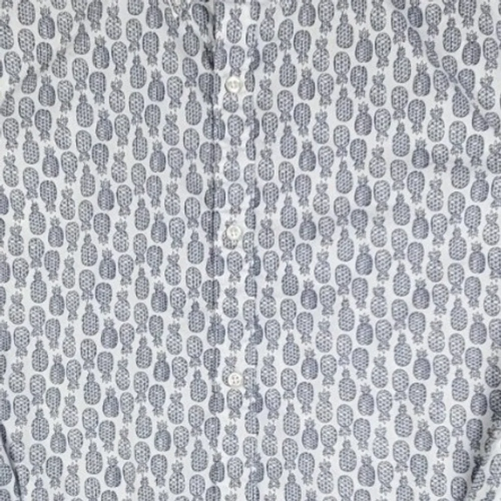 Bonobos Mens Slim Fit Button Down Shirt M Long Blue White Pineapple Tropical
